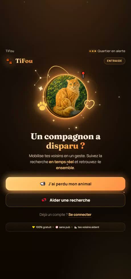 TiFou : la recherche d'un animal perdu, organisée sur une carte